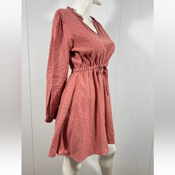 NWT Time and Tru Women's Long Sleeve Peasant Dress, Pink Camellia, Large 8-10 - Picture 5 of 14